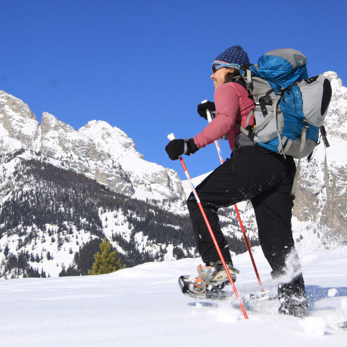 Hole Hiking Experience Guide Cathy Shill on Jackson Hole Snowshoe Tour in Grand Teton National Park 
