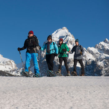 Group of Four on Guided Grand Teton Snowshoe Tour with Hole Hiking Experience